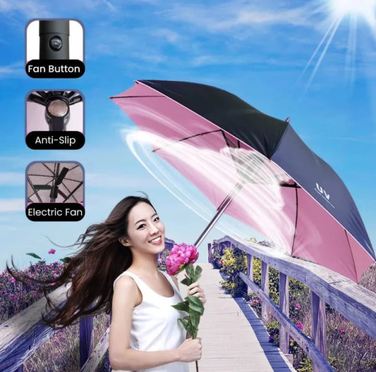 Fan Umbrella مظلة بمروحة مدمجة